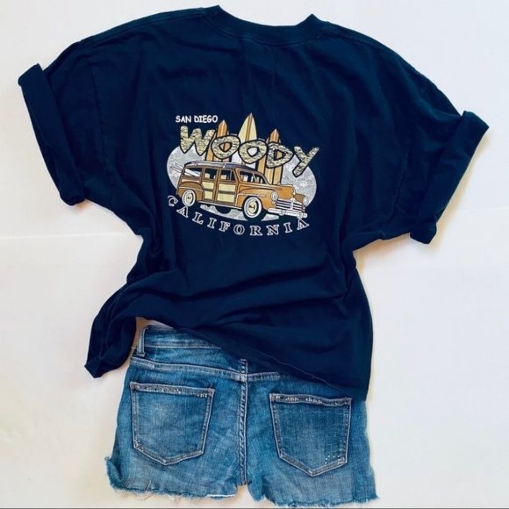 Ink Inc Woody Car San Diego Beach Surf California Blue T-Shirt Size XXL - Picture 12 of 14